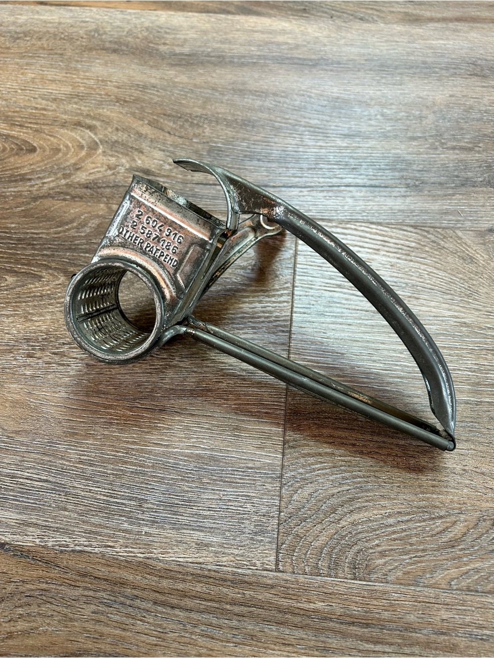 French vintage cheese  grater, red handled